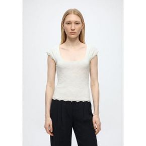 Abercrombie  Fitch 아버크롬비 앤 피치 레이스 양면 스쿱넥 - 기본 티셔츠 오프 화이트 8067817
