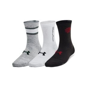 UNDERARMOUR 여성 에센셜 미드 크루 삭스 3켤레 1382942-101