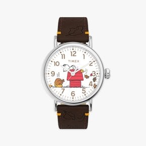 피너츠 스탠다드 스누피 브라운 가죽시계 40mm