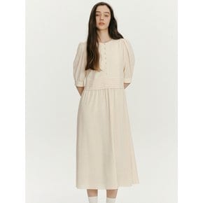 Gather puff sleeve dress - Cream