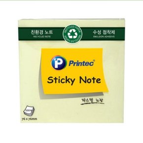 프린텍 스티키노트 친환경 노랑 76x76 100매 E7676Y-노랑 76x76mm