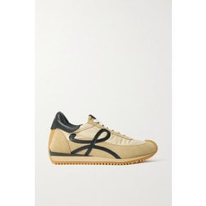 Flow Logo-appliquéd Shell, Leather And Suede Sneakers 베이지