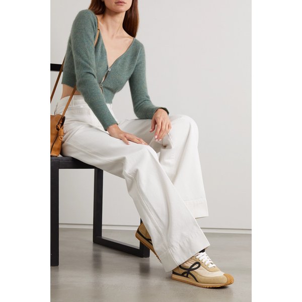 Flow Logo-appliquéd Shell, Leather And Suede Sneakers 베이지