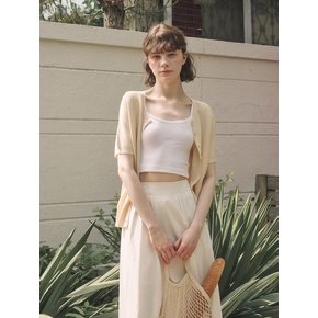 Summer silky basic half sleeve knit cardigan