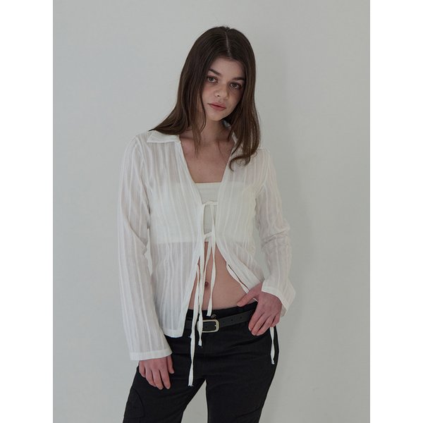 브이넥 카라 블라우스 (화이트)
