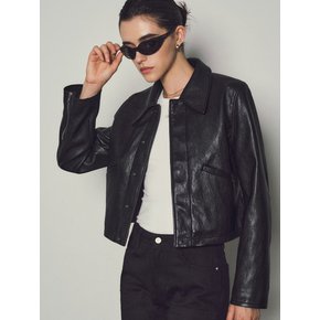 Minimal Crop Leather Jacket_CTO122(Black)