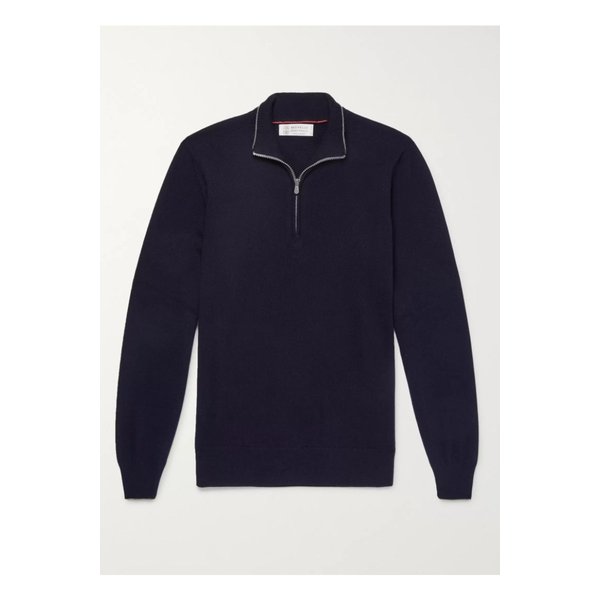 브루넬로쿠치넬리 Cashmere Half-Zip Sweater 블루 3607804572271153