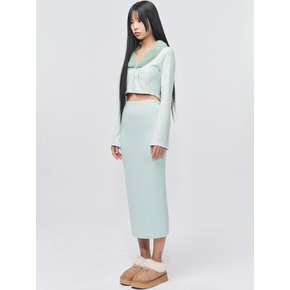 Mini Fur Knit Crop Two piece Set Mint