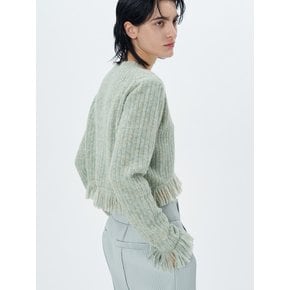 RIBBED-KNIT FRINGED PULLOVER(MINT)