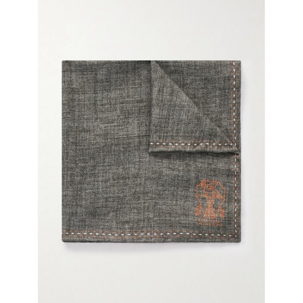 브루넬로쿠치넬리 로고 프린트 실크 포켓 스퀘어 46376663162948148