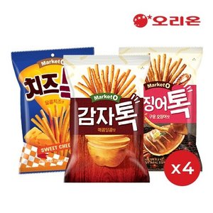 오리온 치즈톡(80g)4개+감자톡(80g) 매콤달콤4개+오징어톡(80g)4개