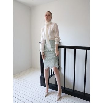 르반르꼬르 Flower lace midi skirt - MINT