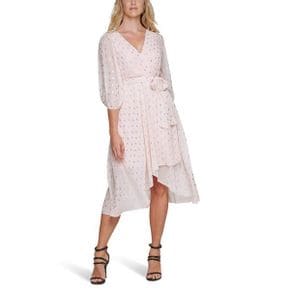 3910785 DKNY V-Neck Faux Wrap Dress with Balloon Sleeve