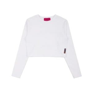 스위치123 크롭 여성용 골지 긴팔 티셔츠(화이트)_SXS1TS53WT RIBBED CROP T-SHIRT