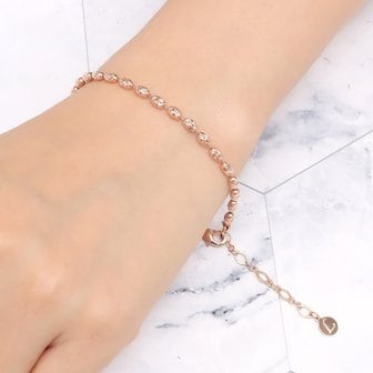 미니아트 14Kgp 로즈골드 레이어드 일립스S 컷팅 땅콩 볼 체인 팔찌