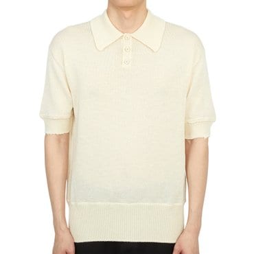메종마르지엘라 S50GL0045 S18204 101 남자 카라 울 반팔 니트