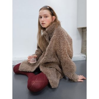 더라우스트 부클 퍼 울 코트 BEIGE