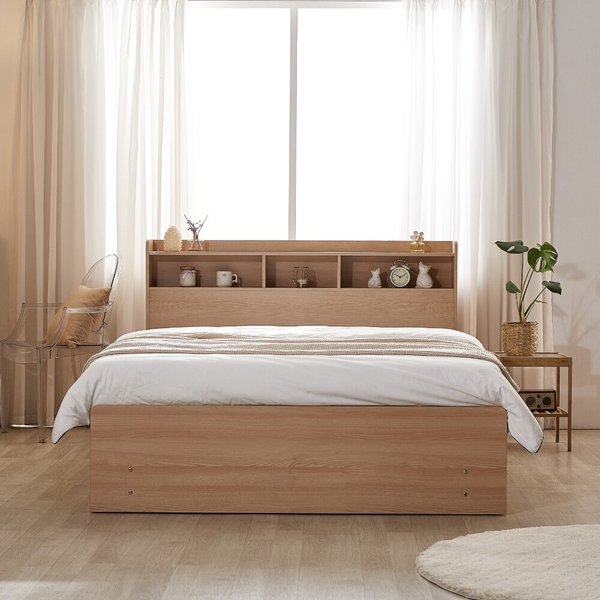 [동서가구] 킨더 수납헤드 2단 서랍형 Q침대 프레임 DF907935