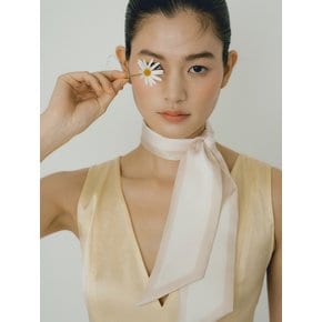 Long Twilly Silk Scarf - Pearl White