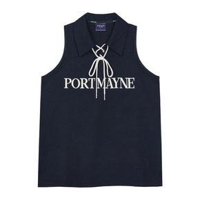 STRAW COLLAR SLEEVELESS - NAVY