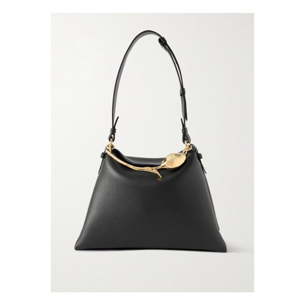 블룸 라지 장식 텍스처 가죽 숄더 백 블랙 46376663162892607