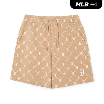 MLB [코리아공식]다이아 모노그램 자카드 5부 반바지 BOS (L.Camel)