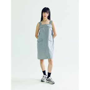 SUSPENDER MIDI DRESS _ GRAY