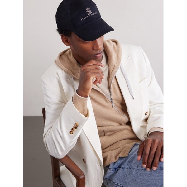 브루넬로쿠치넬리 로고 자수 스웨이드 캡 46376663162997951