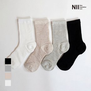 [NII] 여성 코튼 라인 시스루양말_4켤레 묶음