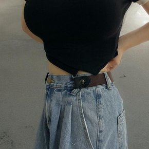 버클없는 노고급버클 탄성 프리 벨트 브라운