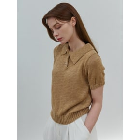 BOUCLE COLLAR KNIT BEIGE