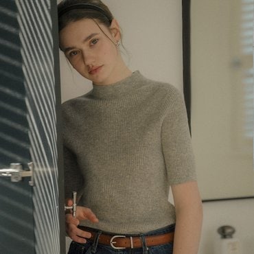 틸아이다이 Rip cash blended v-neck knit_Gray