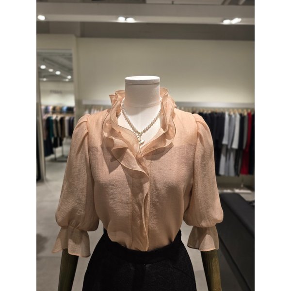 [파주점] 오간자 퍼프 프릴넥 블라우스 JS4B0BL231