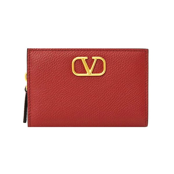 V로고 지퍼 카드지갑/레드/1W2P0X35SNP 0RO