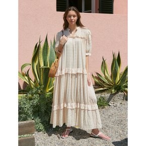 Cancan chiffon frill dress - beige