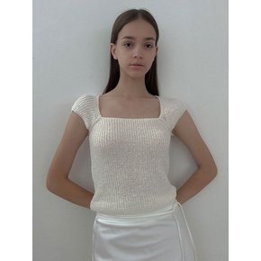 [24 SUMMER][SALT Label] NUI SQUARE RIP KNIT TOP_IVORY