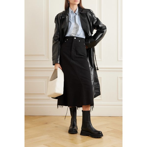 아드리아나 더블 브레스트 벨트 가죽 트렌치 코트 블랙 1647597319449134