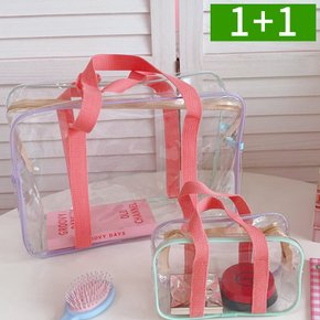 1+1 방수 비치백 투명가방 PVC 물놀이 수영가방