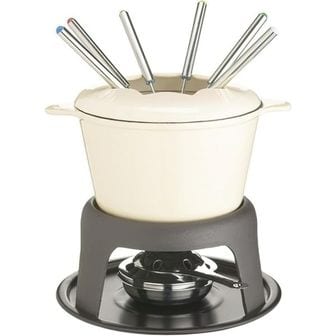  영국 마스터클래스 냄비 MasterClass Cast Iron Fondue Set Pot with 6 Forks and Enamelled Bow