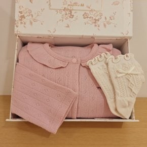 [26년FW출산선물] PK)코튼아일렛프릴우주복&벨벳리본자카드단말세트(36A70-041-09*36A14-810-06)