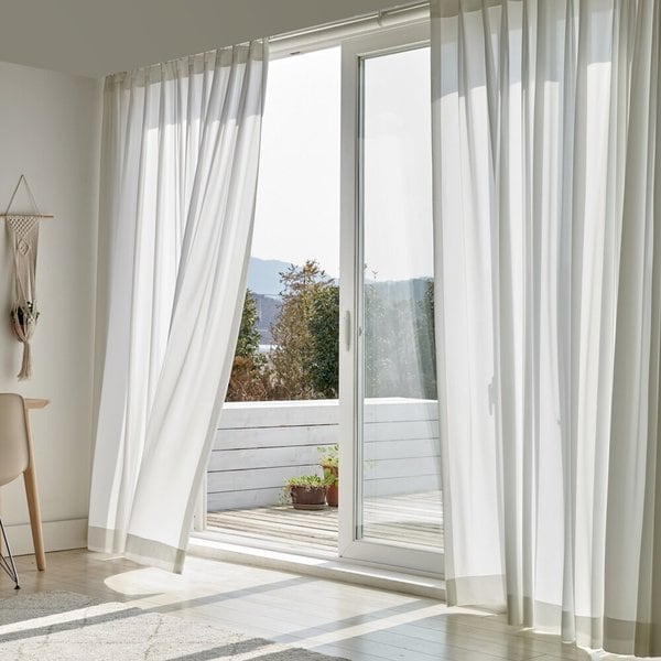 뷰하우스 샤르미 맞춤 쉬폰커튼 거실형 세로250cm까지