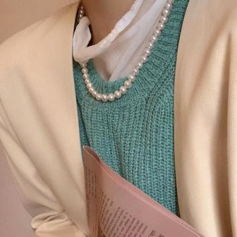  [옷자락] 여자 데일리 패션 인조 진주 고급스러운 기본 목걸이