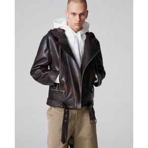 Unisex European Lambskin Hoodie rider JK_Drak brown