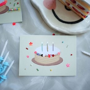 비즈와 스팽글로 꾸미는 [생일카드 2장 만들기] DIY KIT