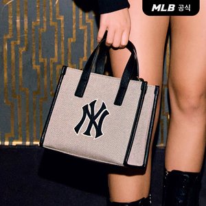 MLB [코리아공식]베이직 빅로고 캔버스 스몰 토트백 NY (Black)