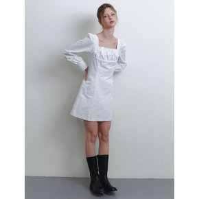 bust shirring dress - white