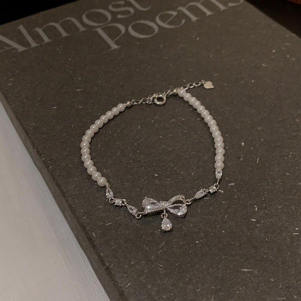 [옷자락] 여자 블링 큐빅 진주 여리 길이조절 팔찌