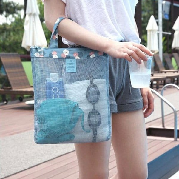 [옷자락] 여자 바캉스 물놀이 메쉬 망사 수납 토트백