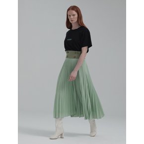 BUTTONED PLEATED MIDI SKIRT (MINT)