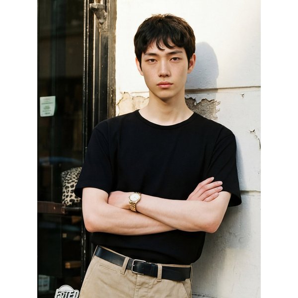 974OG 파인 듀어 반팔티 블랙 SJST1570